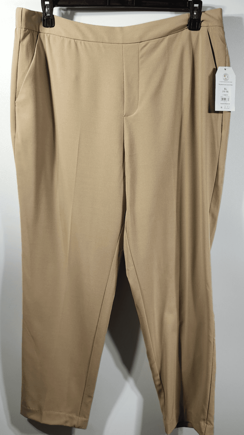 Time and Tru Women's XL Tapered Pants Beige Pull On Stretch With Pockets NEW - Thumbnail 5