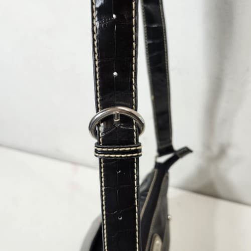 Liz & Co Womens Faux Leather Shiny Shoulderbag Purse Black Silver - Thumbnail 7