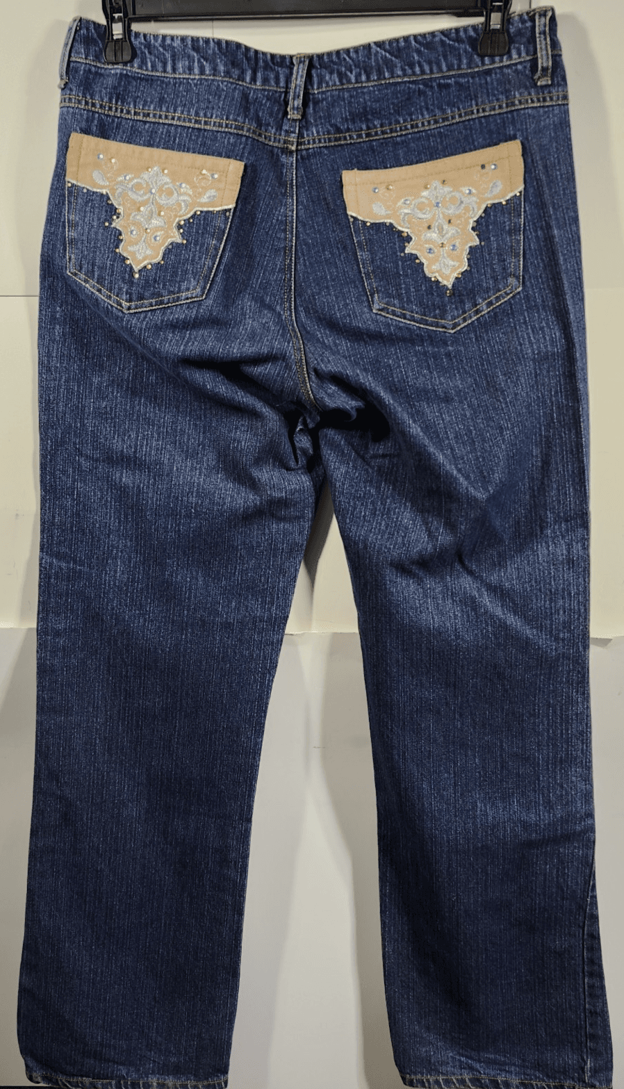Gordon James Women's 9/10 Jeans Blue Embellished Embroidered Jeweled Pockets - Thumbnail 4