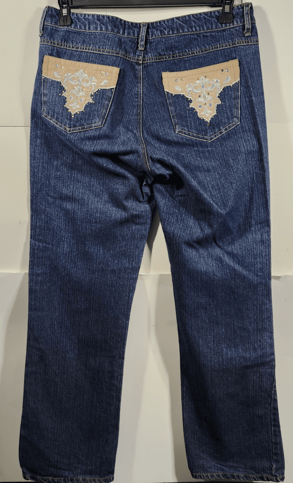 Gordon James Women's 9/10 Jeans Blue Embellished Embroidered Jeweled Pockets - Thumbnail 6