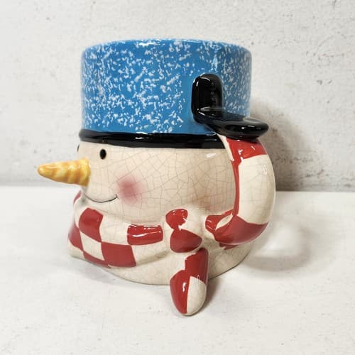 Hallmark Mitford Percy Snowman Ceramic Coffee Mug Cocoa Checkered Christmas - Thumbnail 4