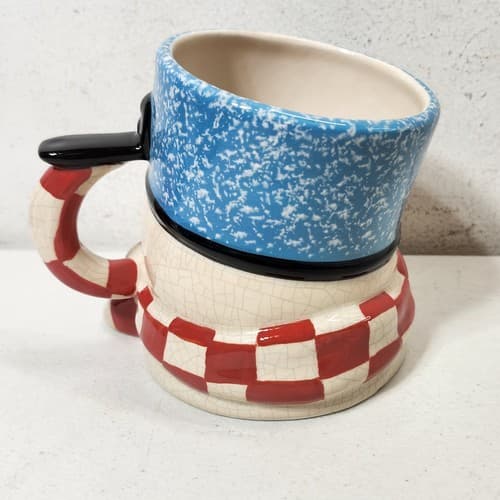 Hallmark Mitford Percy Snowman Ceramic Coffee Mug Cocoa Checkered Christmas - Thumbnail 6