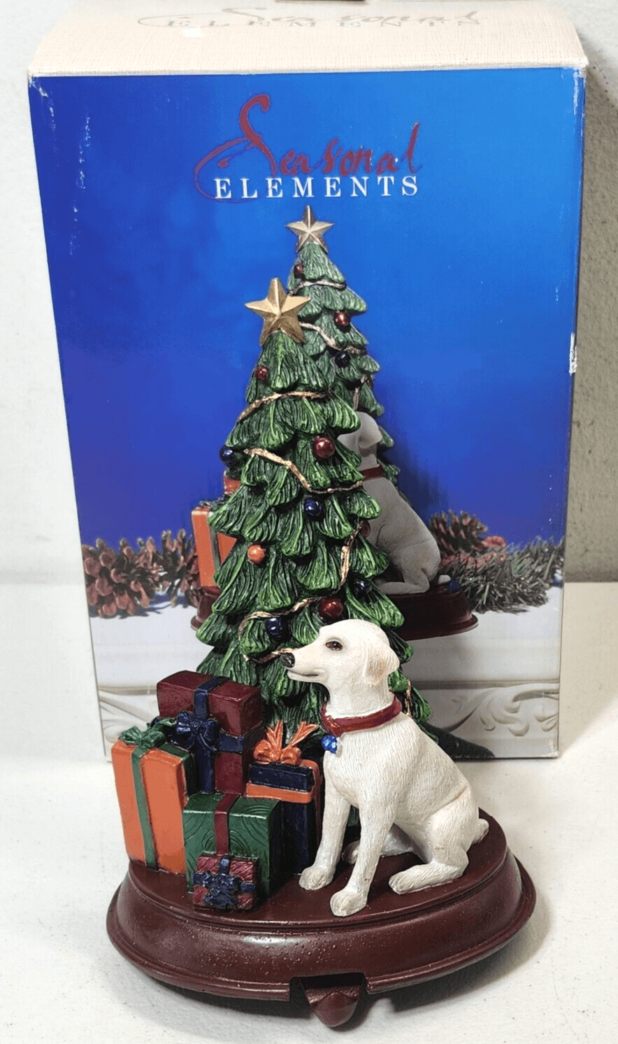 Seasonal Elements Christmas Tree Statue With Dog & Presents Home Decor - Thumbnail 2