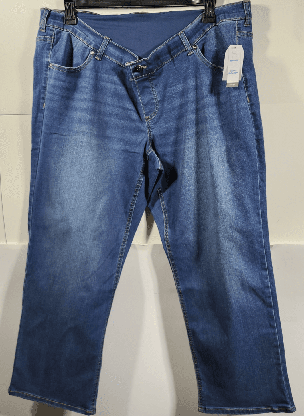 Time & Tru Women's XXL Maternity Jeans Straight Leg Blue Denim Stretch Pants NEW - Thumbnail 5
