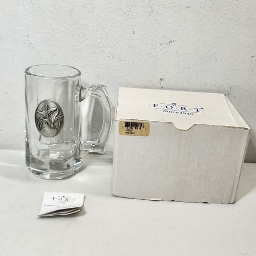 Fort Glass Beer Mug With Pewter Duck Badge Drinking Cup With Box - Thumbnail 2
