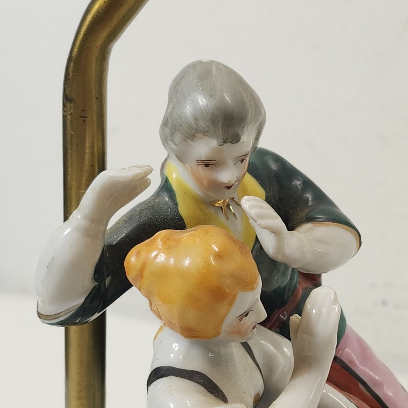 Vintage Lamp Victorian Figures Home Decor 12" Dresden Porcelain Style - Thumbnail 12