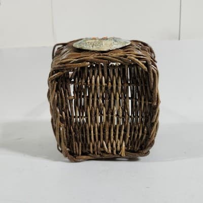 Vintage Rustic Basket Woven Wicker Ceramic Heart Farmhouse Cottage Shabby Chic - Thumbnail 8
