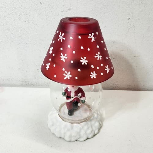 Winter Follies Santa Globe Candle Holder Lamp Holiday Xmas Home Decor - Thumbnail 3