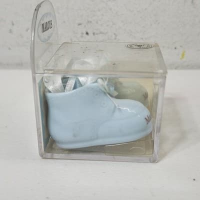 Russ Berrie Porcelain Baby Boy Booties Ornament Marcus Birth Info Card - Thumbnail 5