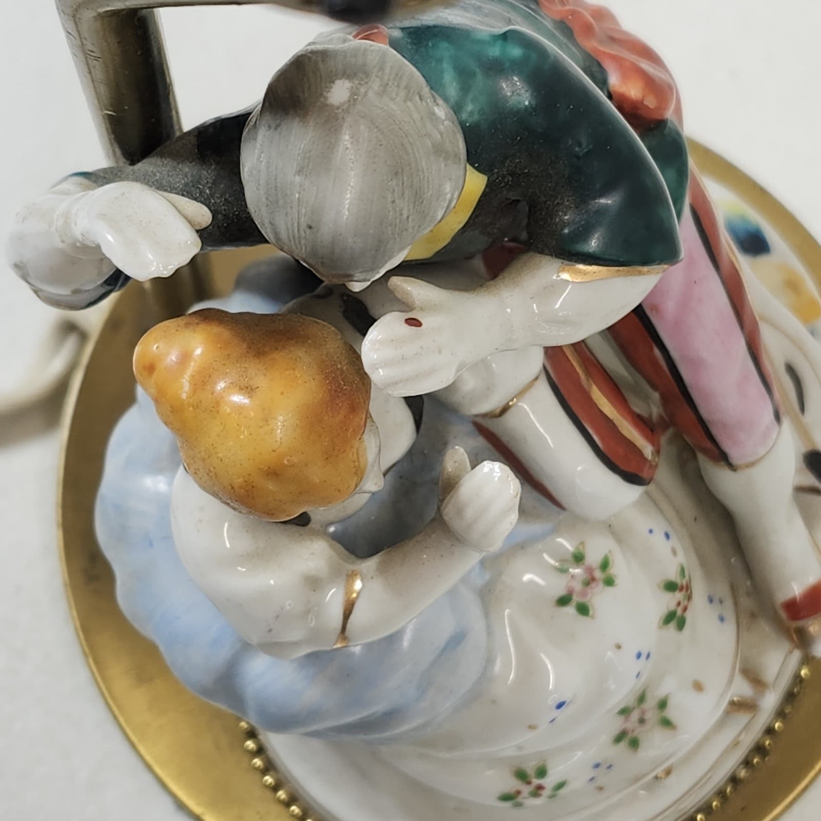 Vintage Lamp Victorian Figures Home Decor 12" Dresden Porcelain Style - Thumbnail 13