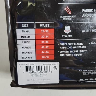 AND1 Men's S Flex Mid Length Boxer Briefs 6 Pairs Underwear NEW - Thumbnail 4