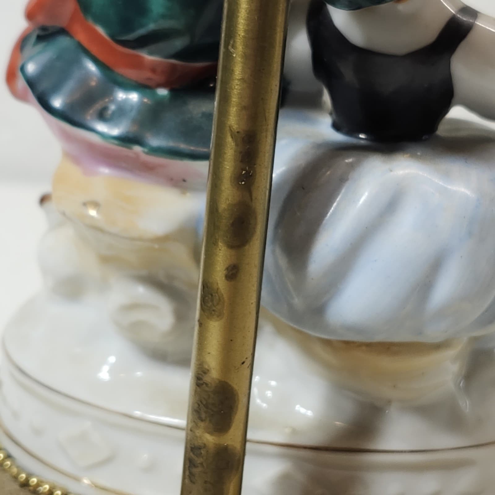 Vintage Lamp Victorian Figures Home Decor 12" Dresden Porcelain Style - Thumbnail 11