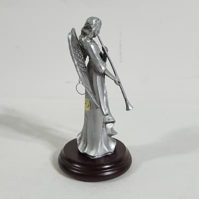 Vintage Angel Figurine Ornament 5" Silver Color Enesco Religious Home Decor - Thumbnail 6