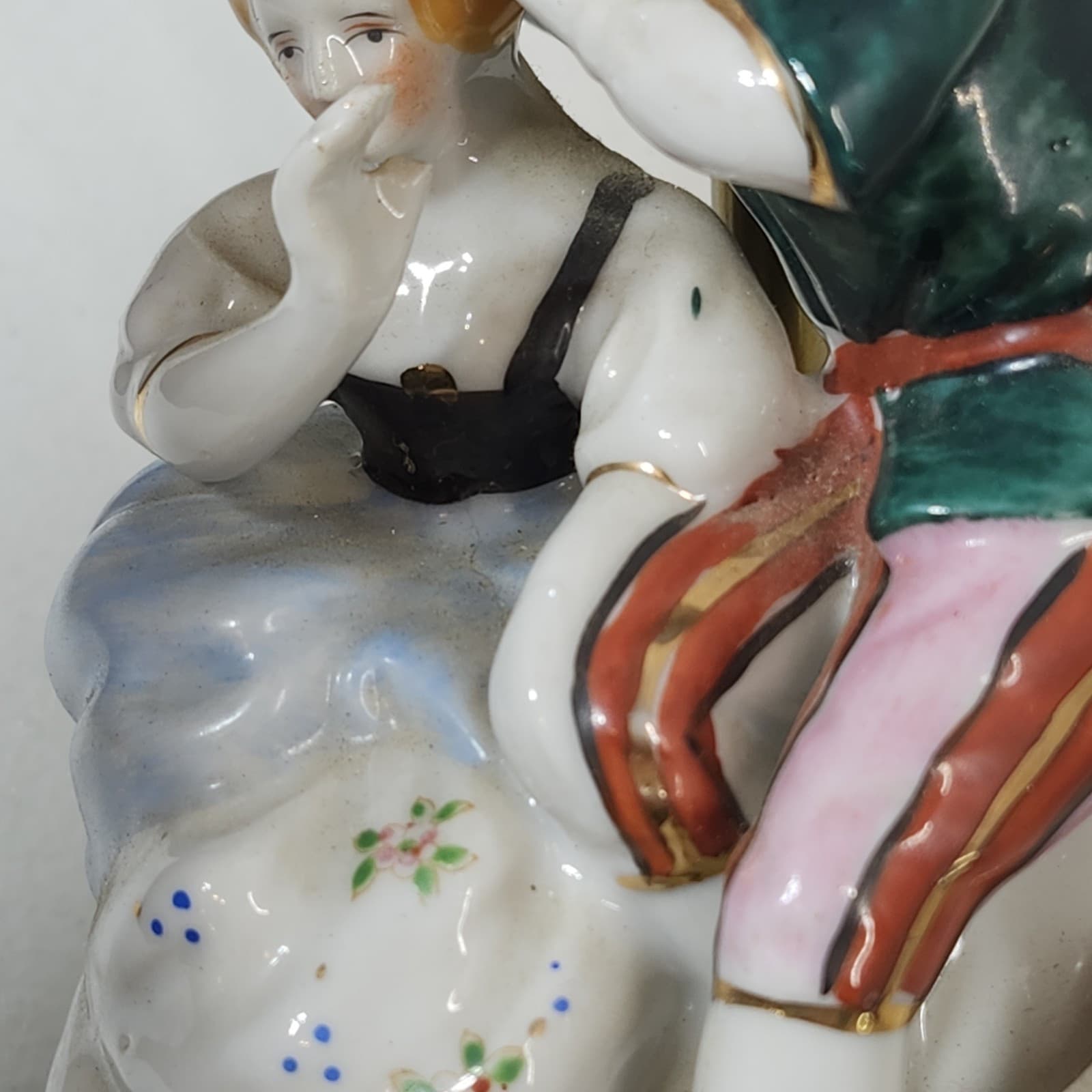 Vintage Lamp Victorian Figures Home Decor 12" Dresden Porcelain Style - Thumbnail 17