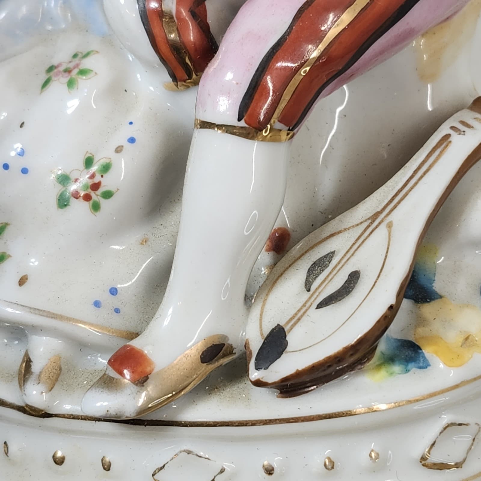 Vintage Lamp Victorian Figures Home Decor 12" Dresden Porcelain Style - Thumbnail 16