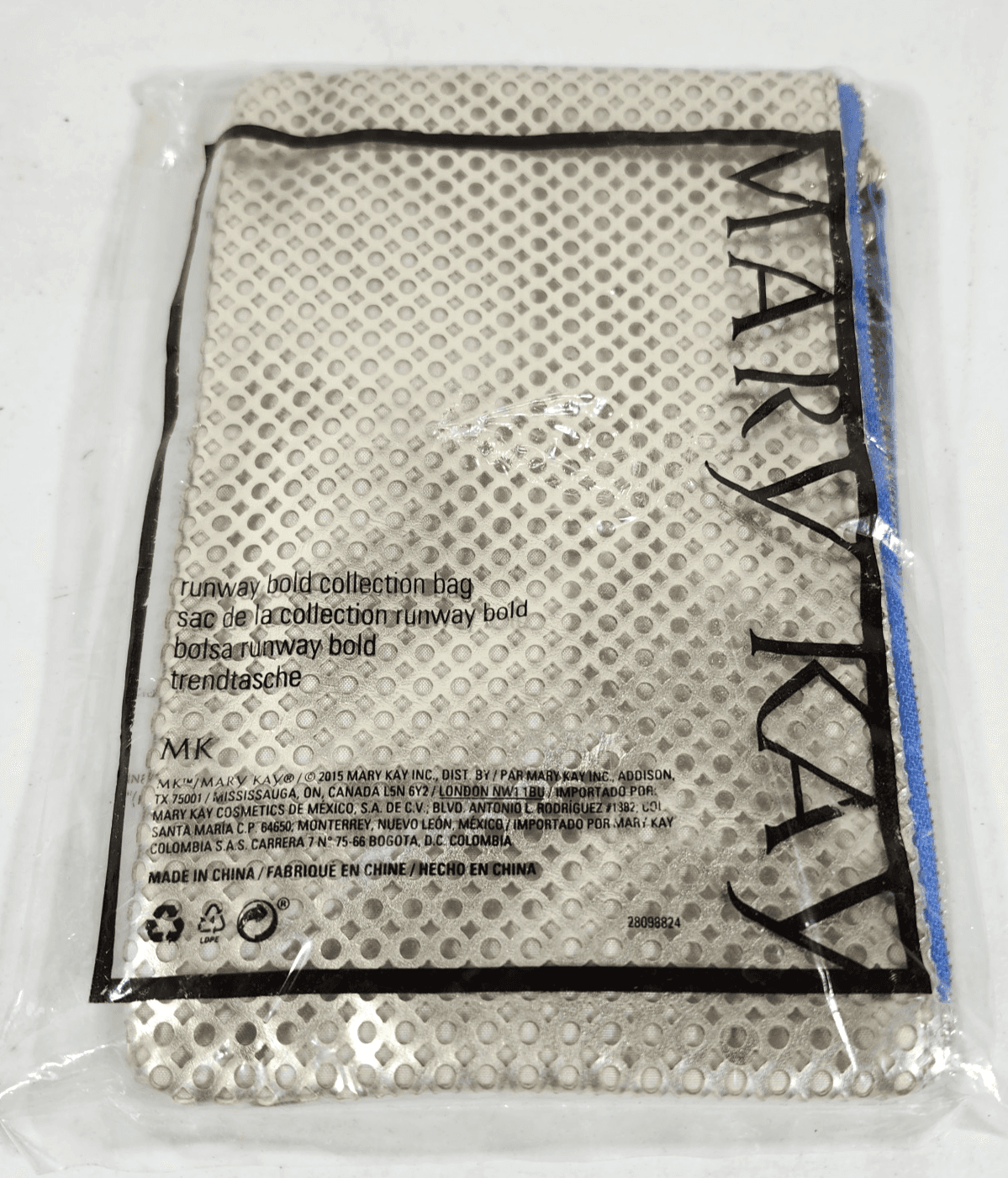 Mary Kay Gold Beauty Case Make Up Bag Zip Closure 7.5"x5” NEW
