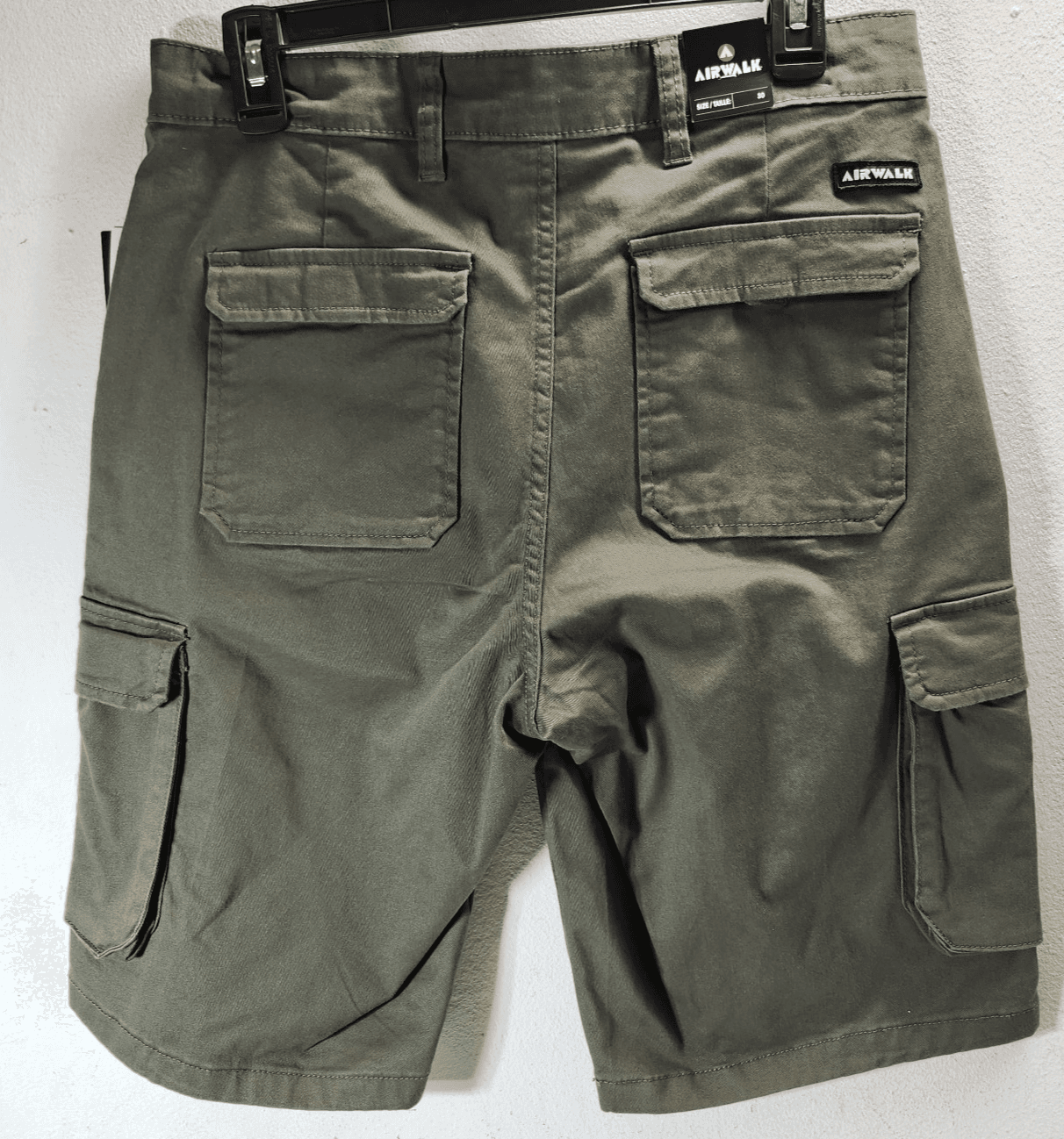 Airwalk Men's Cargo Shorts Size 30 Green 100% Cotton Side Pockets NEW - Thumbnail 4