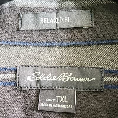 Eddie Bauer Shirt Men's XLT Button Up Relaxed Fit Long Sleeve Striped Gray Blue - Thumbnail 7