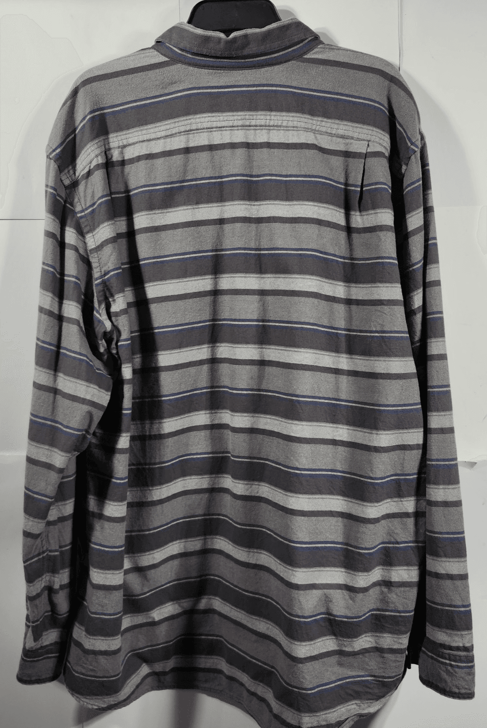 Eddie Bauer Shirt Men's XLT Button Up Relaxed Fit Long Sleeve Striped Gray Blue - Thumbnail 6