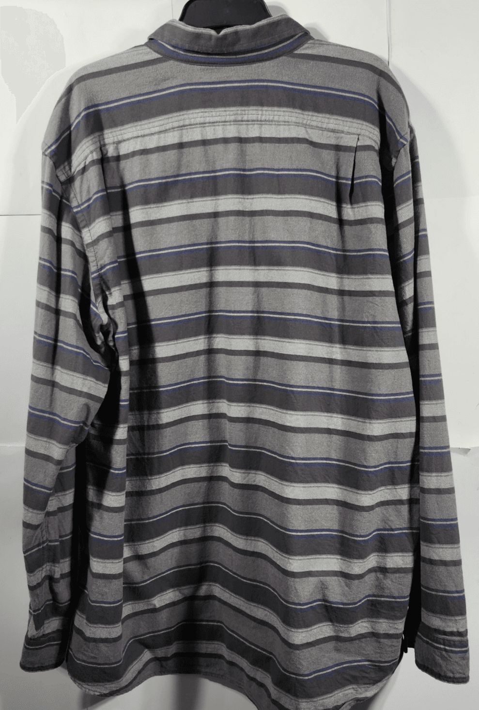 Eddie Bauer Shirt Men's XLT Button Up Relaxed Fit Long Sleeve Striped Gray Blue - Thumbnail 4