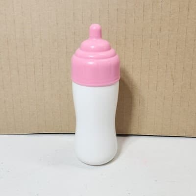 Baby Doll Pretend Play Bottle Milk Pink Cap 5" Tall Kids Toy - Thumbnail 3