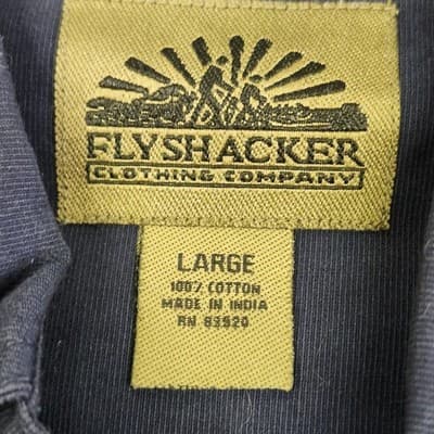 Flyshacker Cotton Shirt Mens Size Large Blue Button Up Long Sleeve Pockets - Thumbnail 7