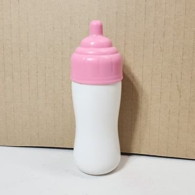 Baby Doll Pretend Play Bottle Milk Pink Cap 5" Tall Kids Toy - Thumbnail 2