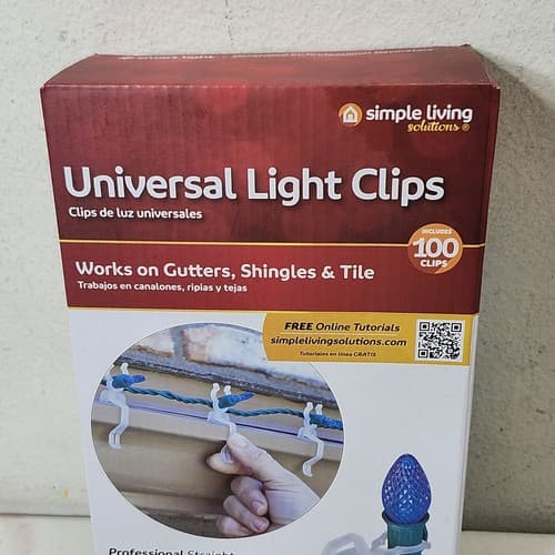 Christmas 100pc Universal Light Clips for Gutters Shingles Tile NEW - Thumbnail 3