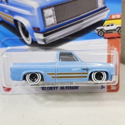 2025 Hot Wheels '83 Chevy Silverado HW Hot Trucks Blue 1/64 Pickup Truck Toy NEW - Thumbnail 2