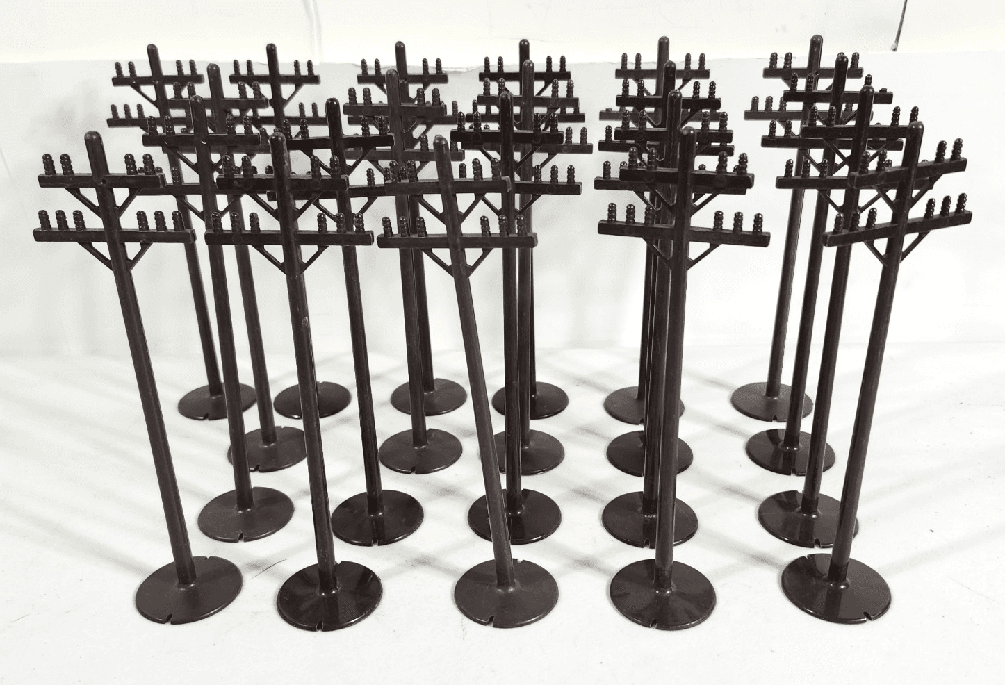 Vintage Train Telehone Poles 21 Piece Set Bundle Lot Brown Plastic 7"