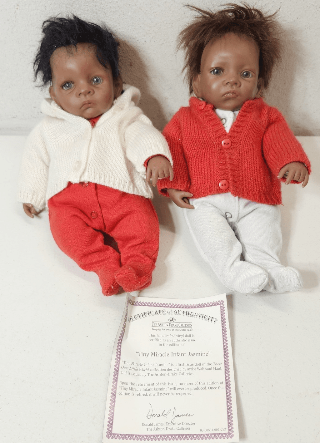 2 Vintage Artist Ashton Drake Gallery Vinyl Dolls Tiny Miracle Bundle Lot Toy