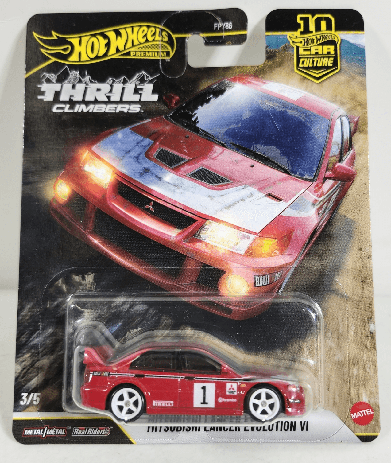 2026 Hot Wheels Mitsubishi Lancer Evolution VI Thrill Climbers Red Car 1/64 Toy