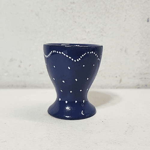 SMF Pottery Egg Cup Navy Blue w White Speckles Folk Art Country - Thumbnail 9