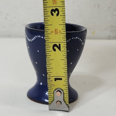 SMF Pottery Egg Cup Navy Blue w White Speckles Folk Art Country - Thumbnail 8