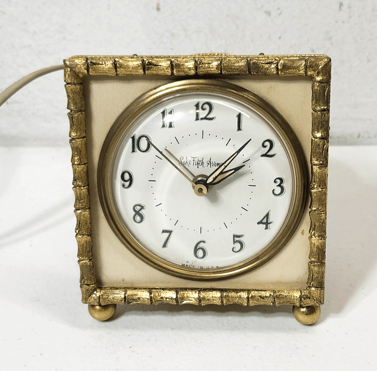 Desk Alarm Clock MCM Saks Fifth Ave Retro Office Home Decor Made in USA Vintage - Thumbnail 2