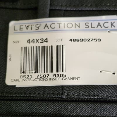 Levis Action Slacks Men's 44x34 Black Dress Pants Vintage Trousers NEW - Thumbnail 7