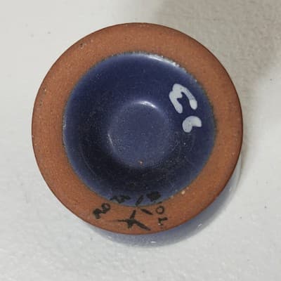SMF Pottery Egg Cup Navy Blue w White Speckles Folk Art Country - Thumbnail 7