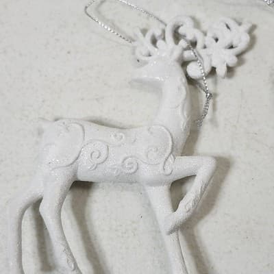 2 Reindeer Deer Christmas Ornaments & Mirror Ball Holiday Decor - Thumbnail 3