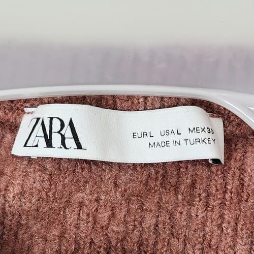 Zara Women's L Cropped Knit Sweater Pullover Pink - Thumbnail 7