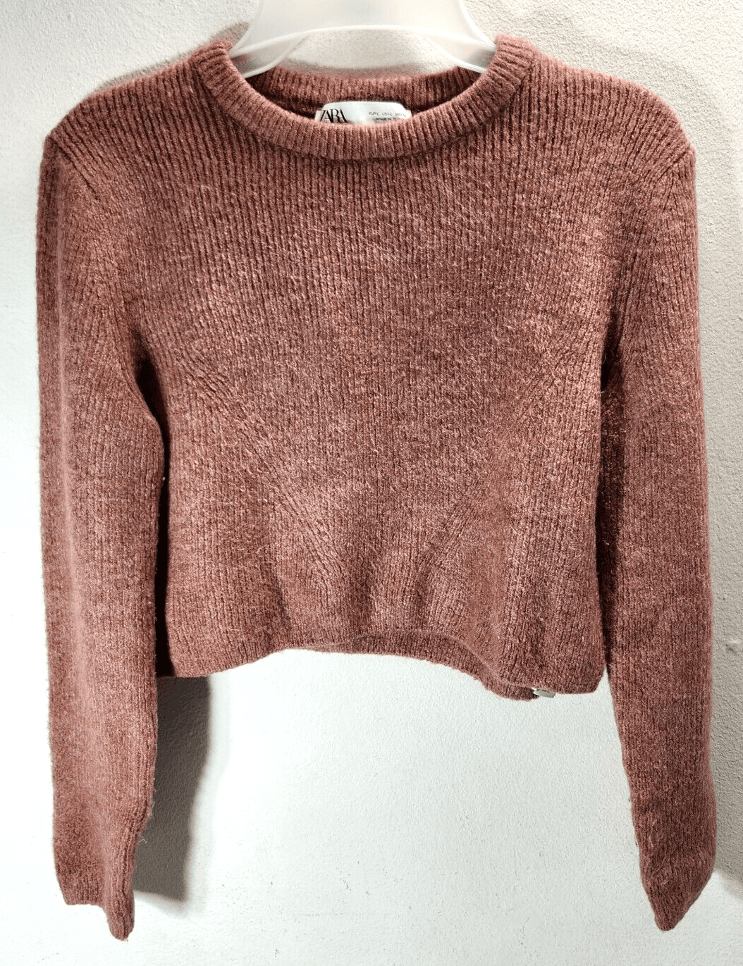 Zara Women's L Cropped Knit Sweater Pullover Pink - Thumbnail 5
