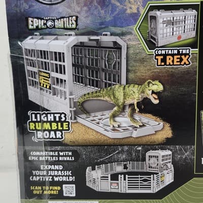 Jurassic World Epic Battles T-Rex Rumble Cage Lights and Sounds Toy NEW - Thumbnail 7
