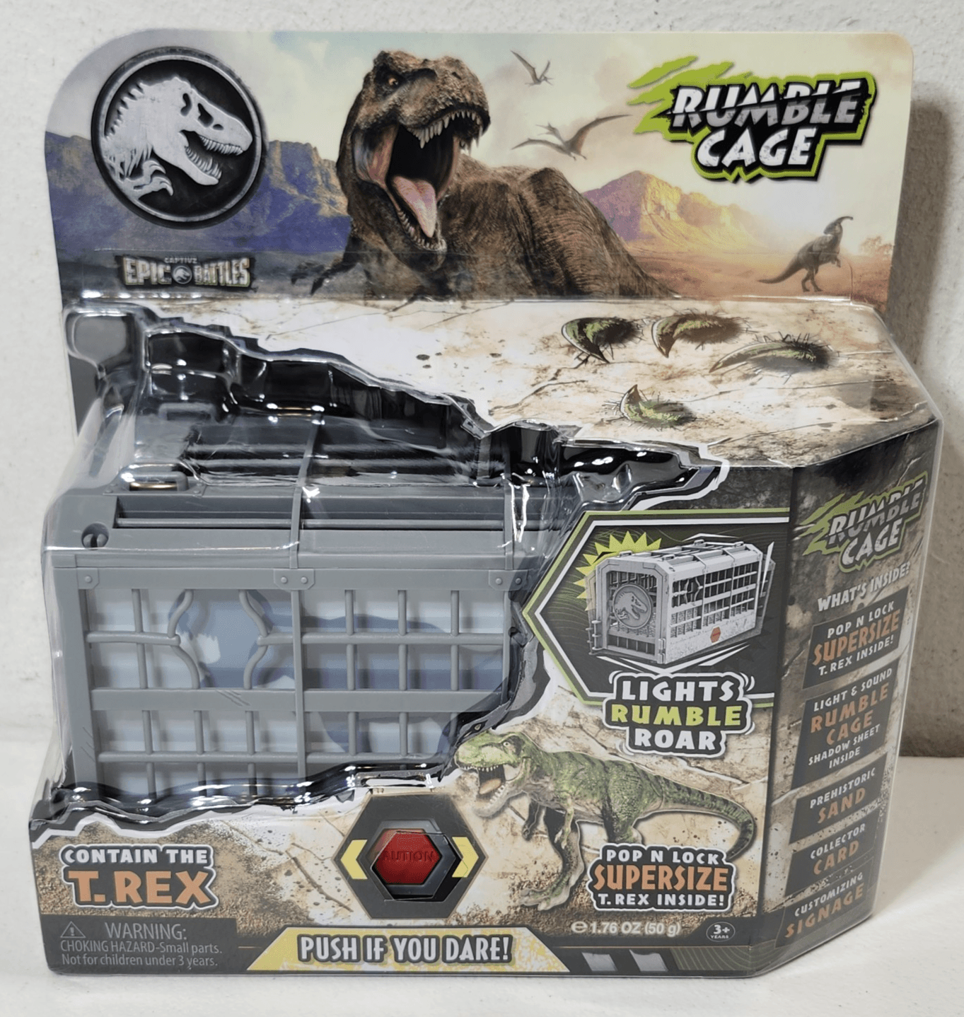 Jurassic World Epic Battles T-Rex Rumble Cage Lights and Sounds Toy NEW - Thumbnail 2