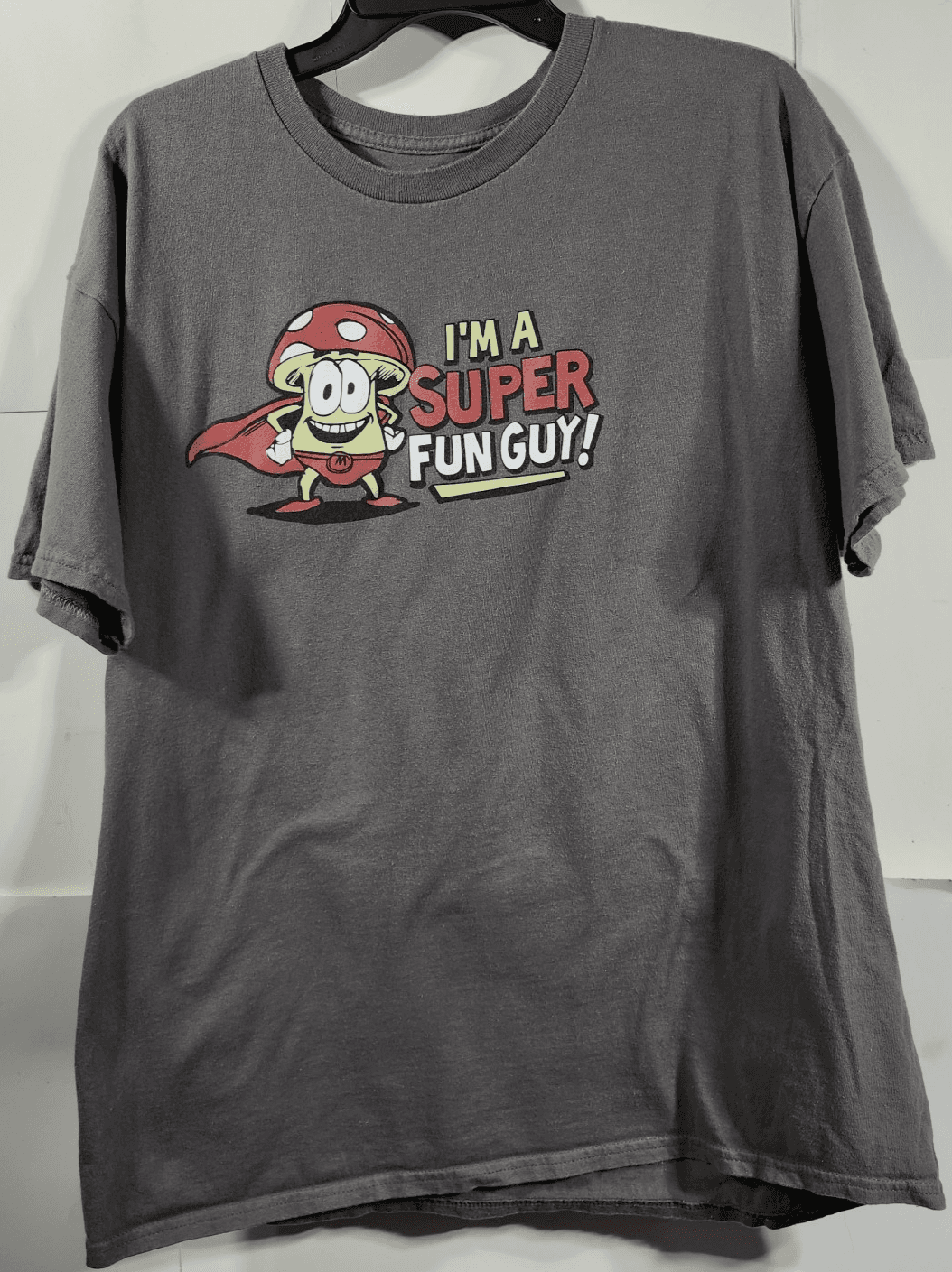 Super Fun Guy Men's XL Graphic TShirt Gray Cotton Logo Tee - Thumbnail 5