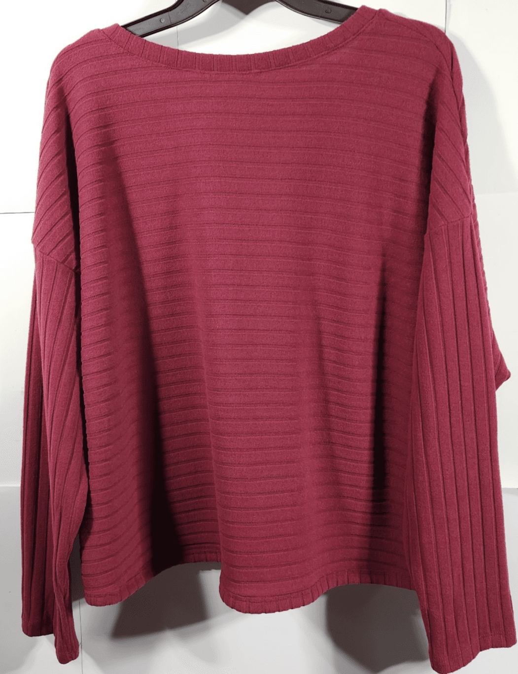 Time and Tru Women's XL Shirt Ribbed Hacci V-neck Top Red NEW - Thumbnail 4