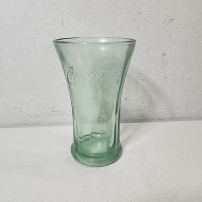 Vintage 6.5” Coca Cola Green Flared Thick Glass Tumbler 16oz Libbey Coke Float - Thumbnail 2