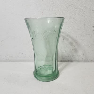 Vintage 6.5” Coca Cola Green Flared Thick Glass Tumbler 16oz Libbey Coke Float - Thumbnail 4