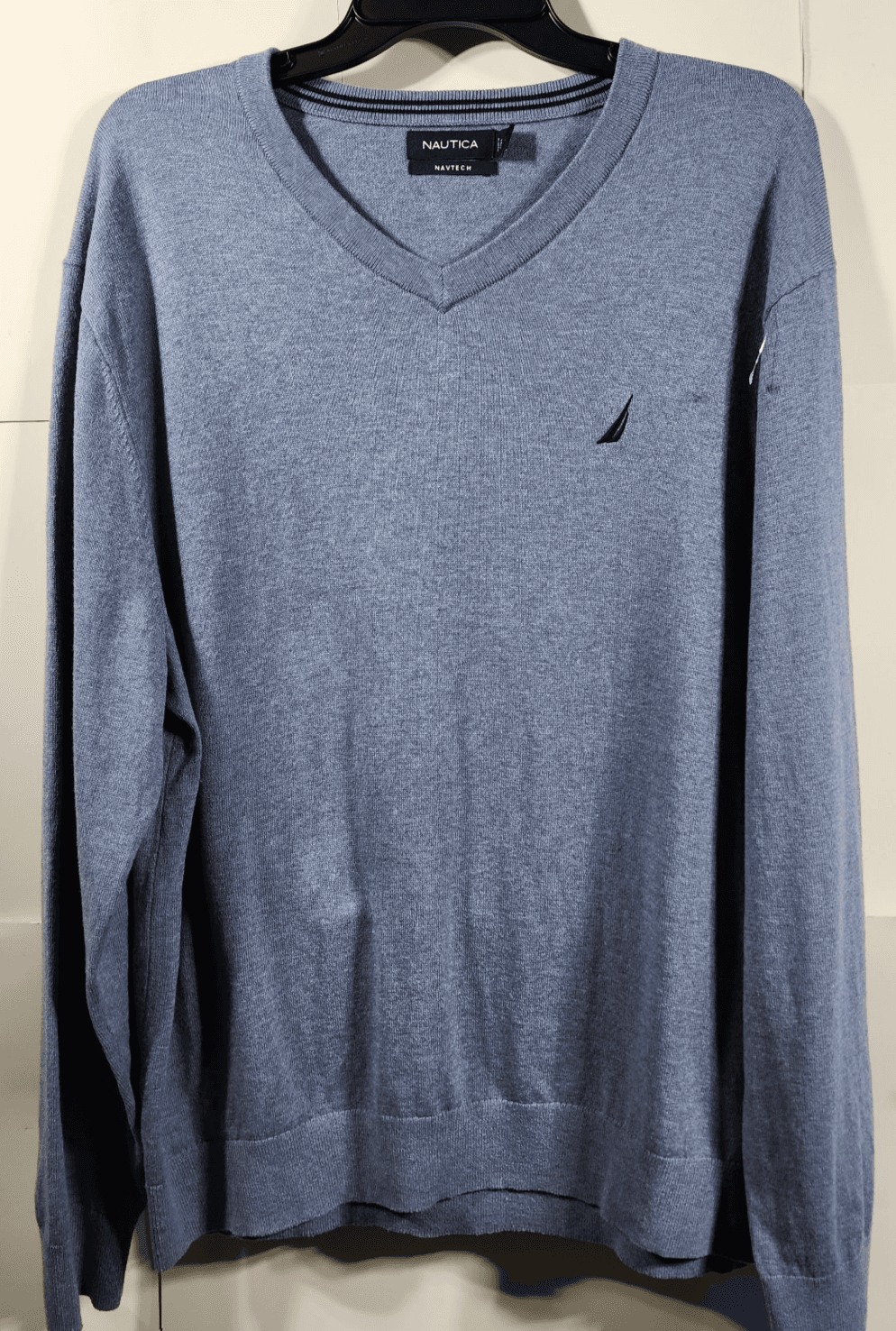 Nautica Sweater Men's XL Blue V-Neck Pullover Long Sleeve Stretch