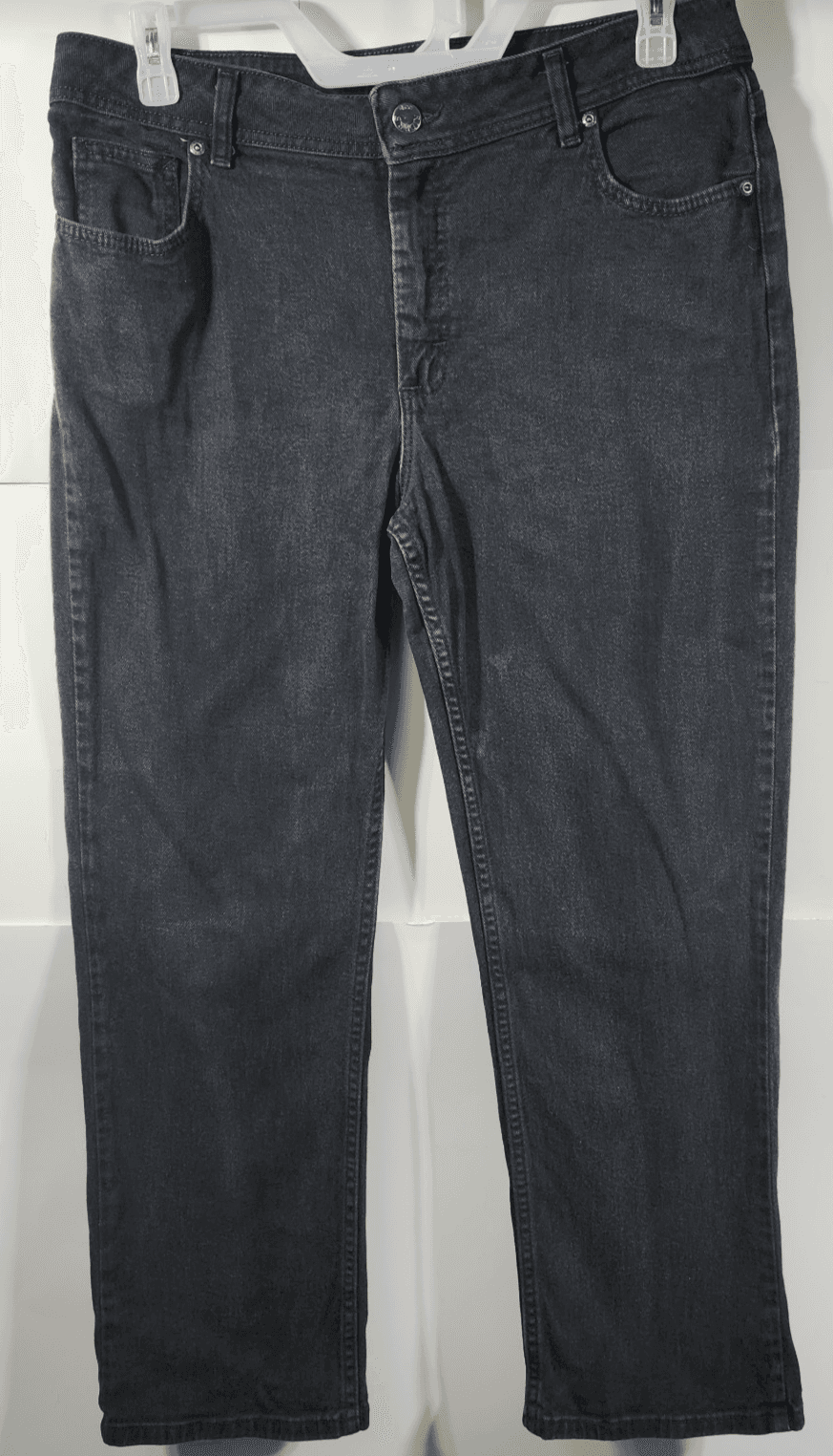Riders By Lee Womens Denim Bootcut Jeans Mid Rise Size 16P Black
