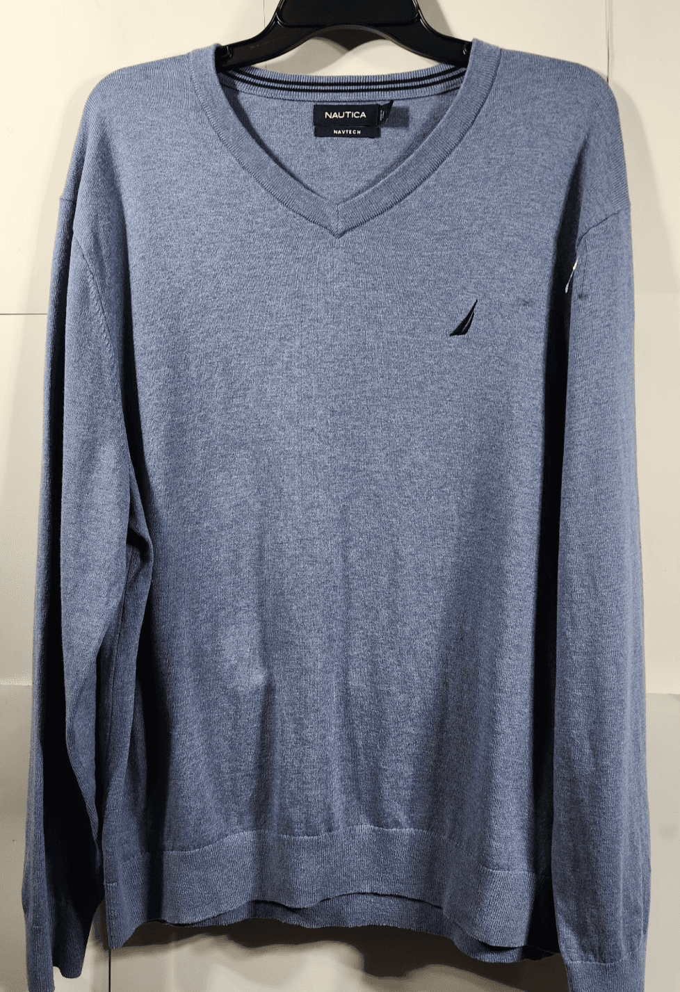 Nautica Sweater Men's XL Blue V-Neck Pullover Long Sleeve Stretch - Thumbnail 5