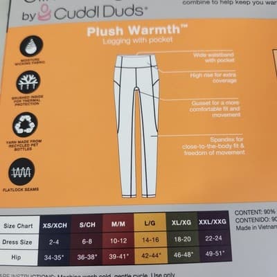 Climate Right Women's XS Leggings Base Layer Plush Warmth Black Pants NEW - Thumbnail 4